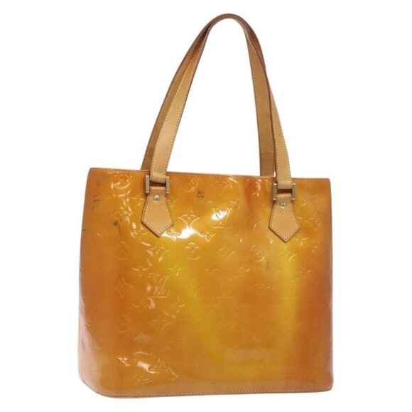 LOUIS VUITTON Monogram Vernis Houston Hand Bag Beige M91004 LV Auth BA3839 - Picture 1 of 16